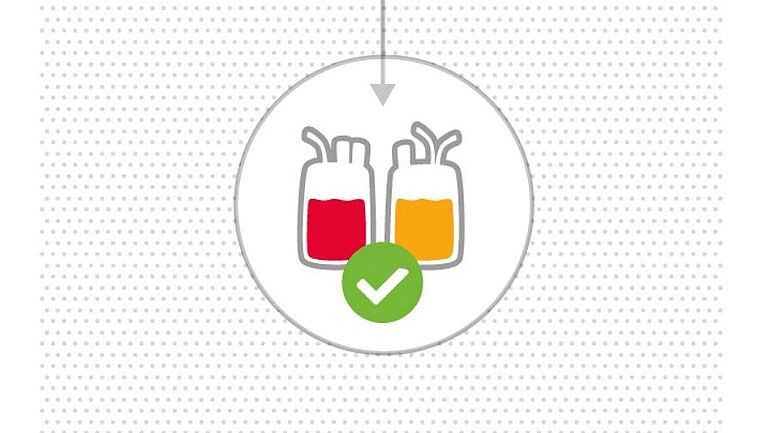 Icon mit zwei Beutelkonserven als Symbol für das Blut- und Plasmaspendezentrum